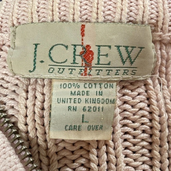 Vintage J Crew Pink Ribbed Cropped Sweater 1/4 Zip Y2K - Picture 4 of 4
